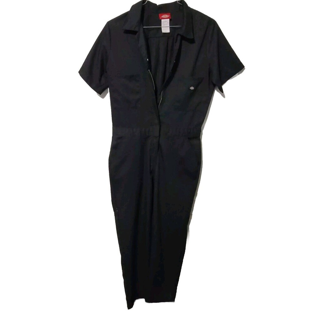 Dickies Coveralls Mens L Black Short Sleeve Mechanic Painter Zip Up Button